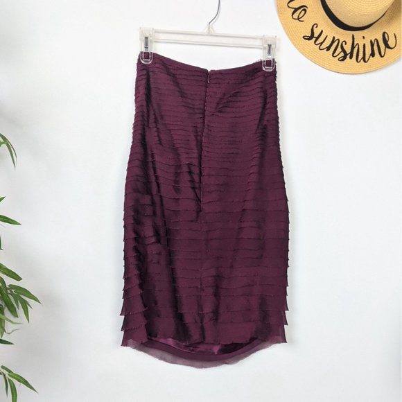 Alice + Olivia 100% Silk Strapless Layered Ruffle Dress M Burgundy Wine - Picture 6 of 10